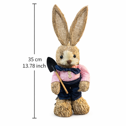 Easter Bunny Decoration – Rustic Straw Rabbit Spring Home Decor 35 CM