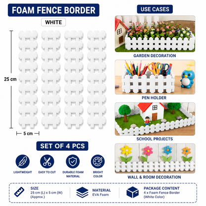 EVA Foam Fence Border Strip for DIY Crafts & Decoration – 25 x 5 cm – Set of 4