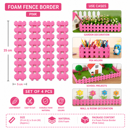 EVA Foam Fence Border Strip for DIY Crafts & Decoration – 25 x 5 cm – Set of 4