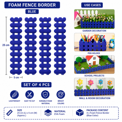EVA Foam Fence Border Strip for DIY Crafts & Decoration – 25 x 5 cm – Set of 4