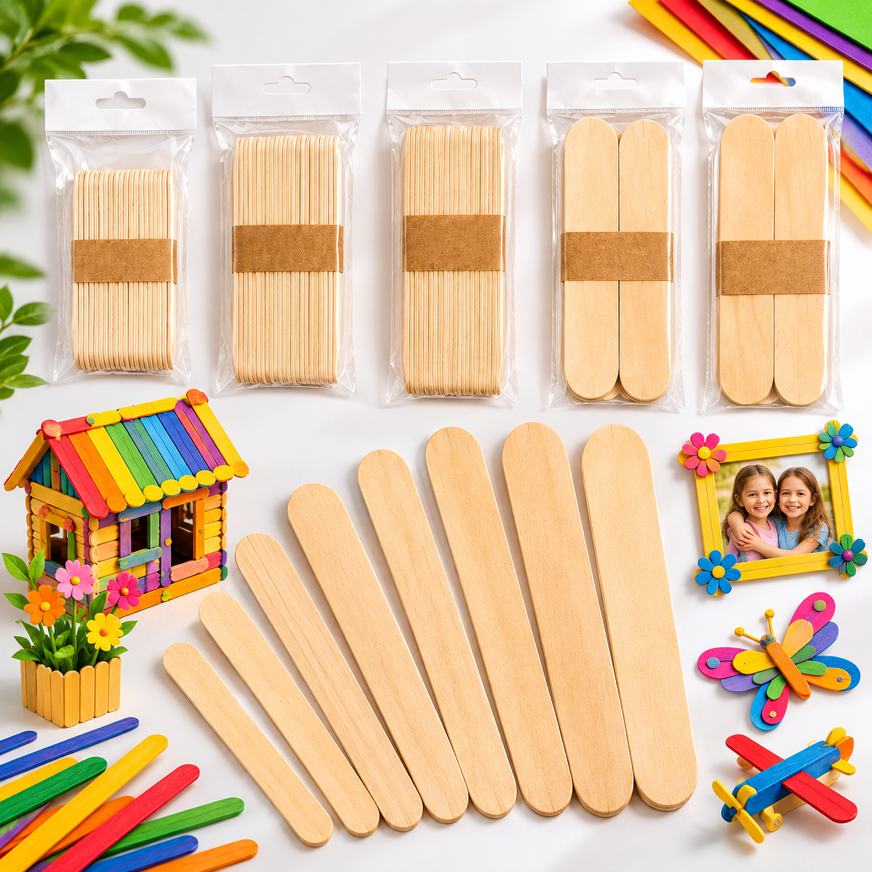 Wooden Craft Sticks for DIY Art & Craft Projects – Multiple Sizes Available