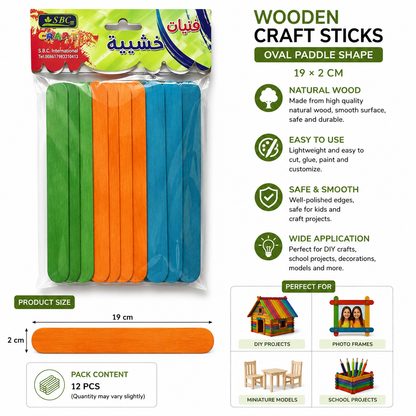 Colored Wooden Craft Sticks for DIY Art Projects and School Crafts Variations