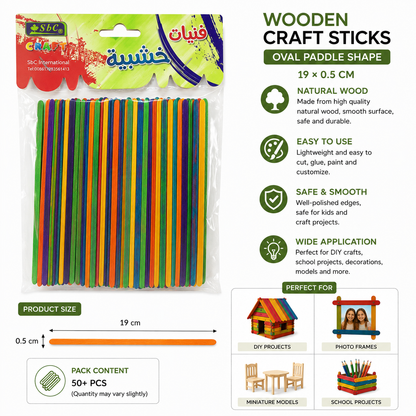 Colored Wooden Craft Sticks for DIY Art Projects and School Crafts Variations