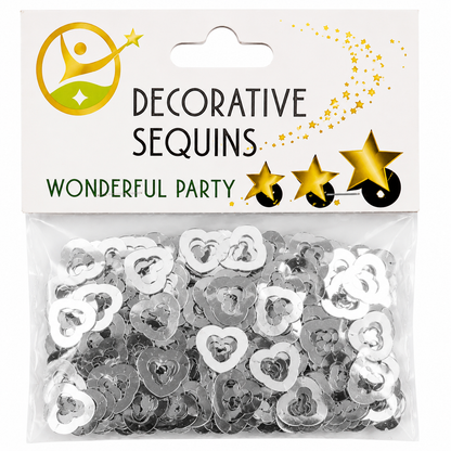 Heart Shape Decorative Sequins for DIY Crafts & Party Decoration – Metallic Craft Sequins, Gold, Red & Silver Variations