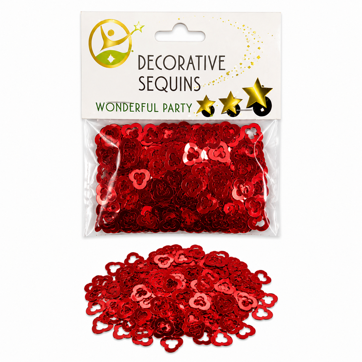 Heart Shape Decorative Sequins for DIY Crafts & Party Decoration – Metallic Craft Sequins, Gold, Red & Silver Variations