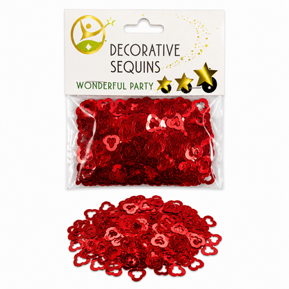 Heart Shape Decorative Sequins for DIY Crafts & Party Decoration – Metallic Craft Sequins, Gold, Red & Silver Variations