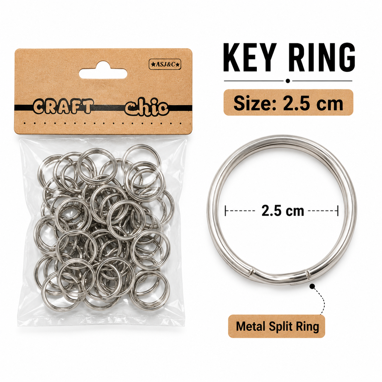 Metal Split Key Ring Set for DIY Crafts and Keychain Making