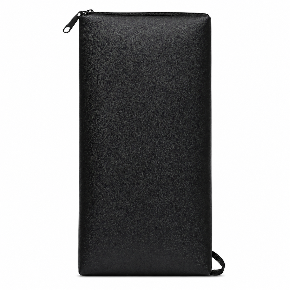 Black Zipper Pencil Case – Slim PU Leather Stationery Pouch