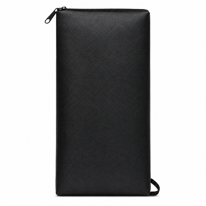 Black Zipper Pencil Case – Slim PU Leather Stationery Pouch