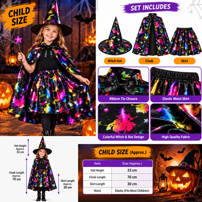 Kids Halloween Witch Hat & Cape Costume Set, 2PCS