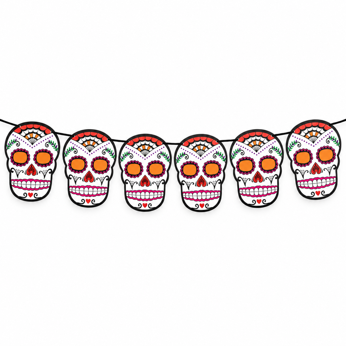 Halloween Skull Cutout Hanging Banner, 6PCS