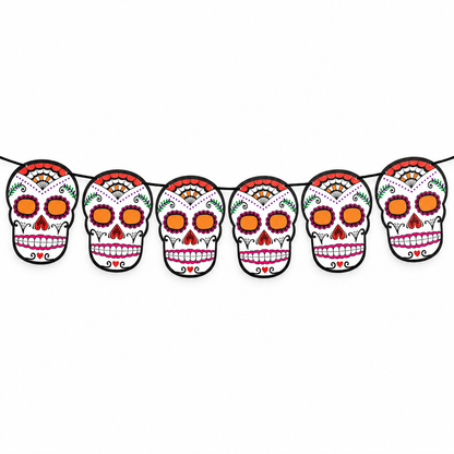Halloween Skull Cutout Hanging Banner, 6PCS