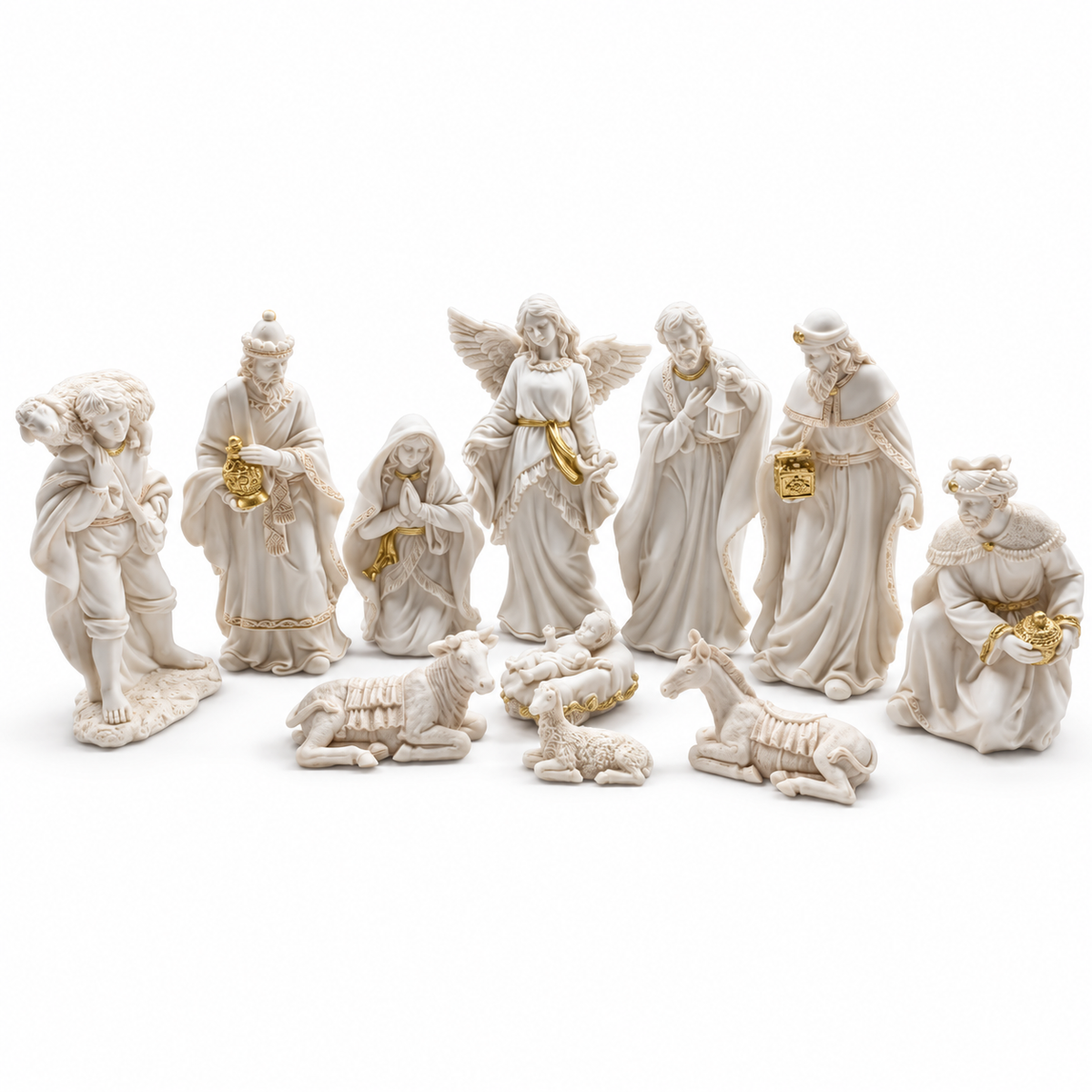 Ivory Angel Christmas Nativity Set – 11 Pieces, 16 cm