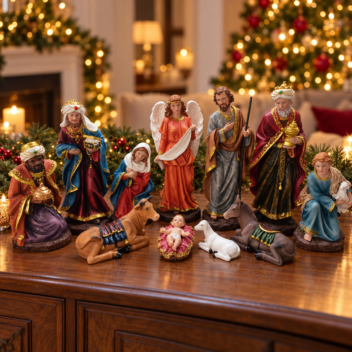 Traditional Christmas Nativity Figurine Set – 11 Pieces, 36 cm