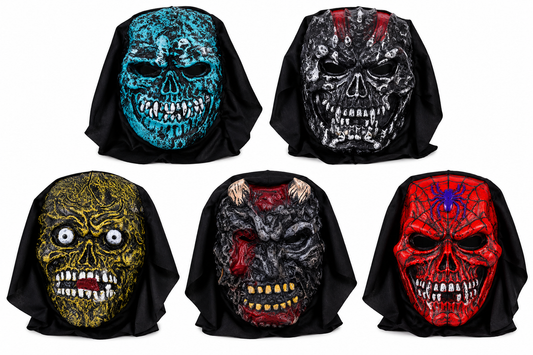 Blue Skull Halloween Scary Mask Hat with Hood