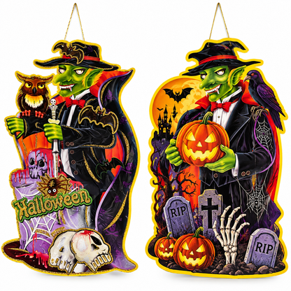Halloween Witch & Pumpkin Hanging Paper Decoration, 60 x 36CM