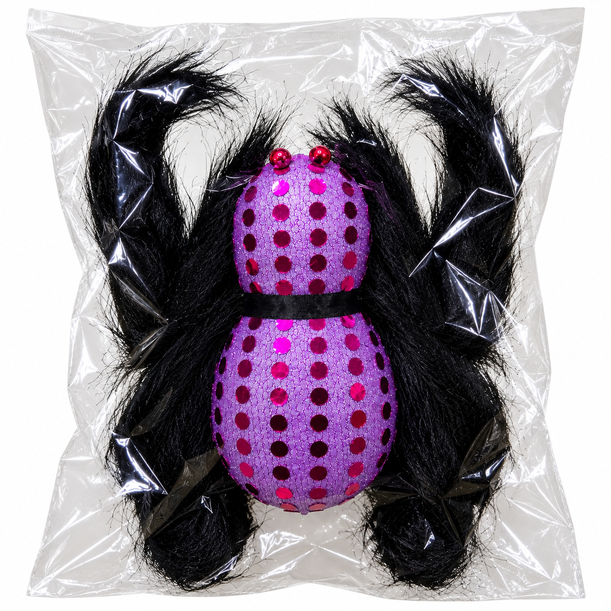 Halloween Purple Sequin Hairy Spider Decoration, 25 x 20CM