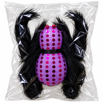 Halloween Purple Sequin Hairy Spider Decoration, 25 x 20CM