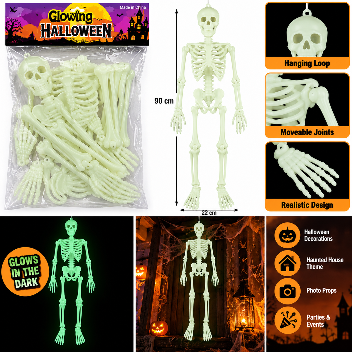 Glow in The Dark Full Body Halloween Skeleton Decoration