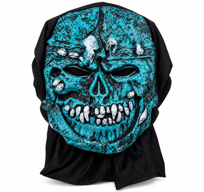 Blue Skull Halloween Scary Mask Hat with Hood