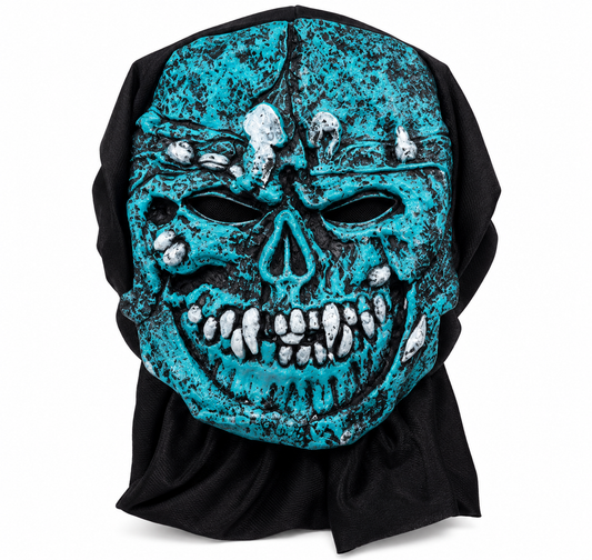 Blue Skull Halloween Scary Mask Hat with Hood