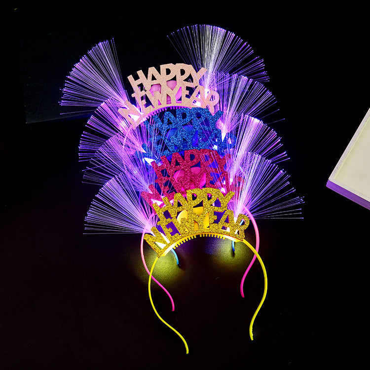 Light Pink LED Fiber Optic Happy New Year Headband