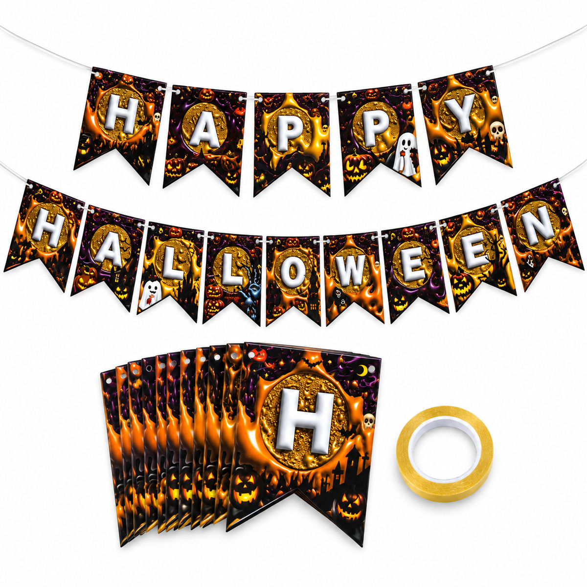 Happy Halloween Hanging Banner Set, 13PCS