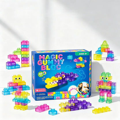 Magic Gummy Translucent Building Blocks Set – 40 Pieces, Ages 3+