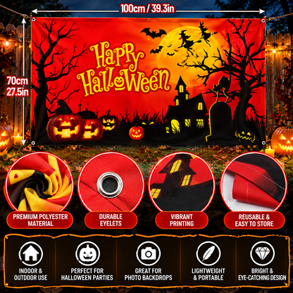 Happy Halloween Party Backdrop Banner, 100 x 70CM