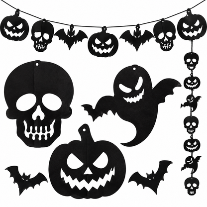 Halloween Pumpkin Skull & Bat Hanging Garland, 2.5M