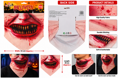 Halloween Horror Mouth Bandana Face Cover & Neck Gaiter, 55CM