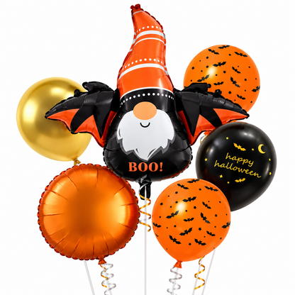 Halloween Balloon Decoration Set – 6 Pcs Purple & Black Pumpkin and Bat Balloons
