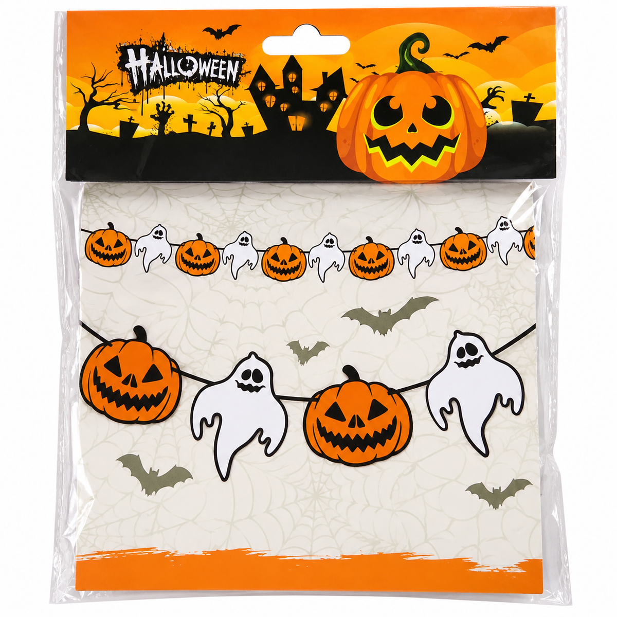 Halloween Pumpkin & Ghost Garland, Hanging Paper Banner for Party Wall Door Decor