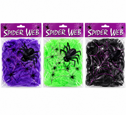 Halloween Stretchable Spider Web with 8 Spiders, 20 x 20CM