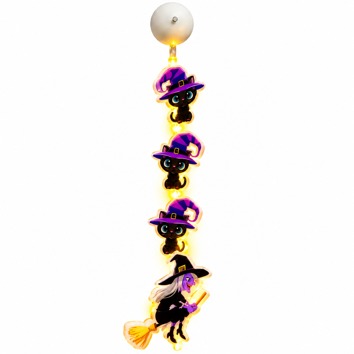 Halloween LED Witch & Black Cat Hanging Decoration, 75CM
