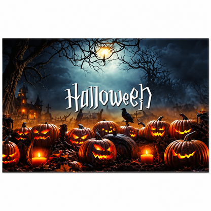 Halloween Pumpkin Haunted Graveyard Backdrop, 100 x 70CM