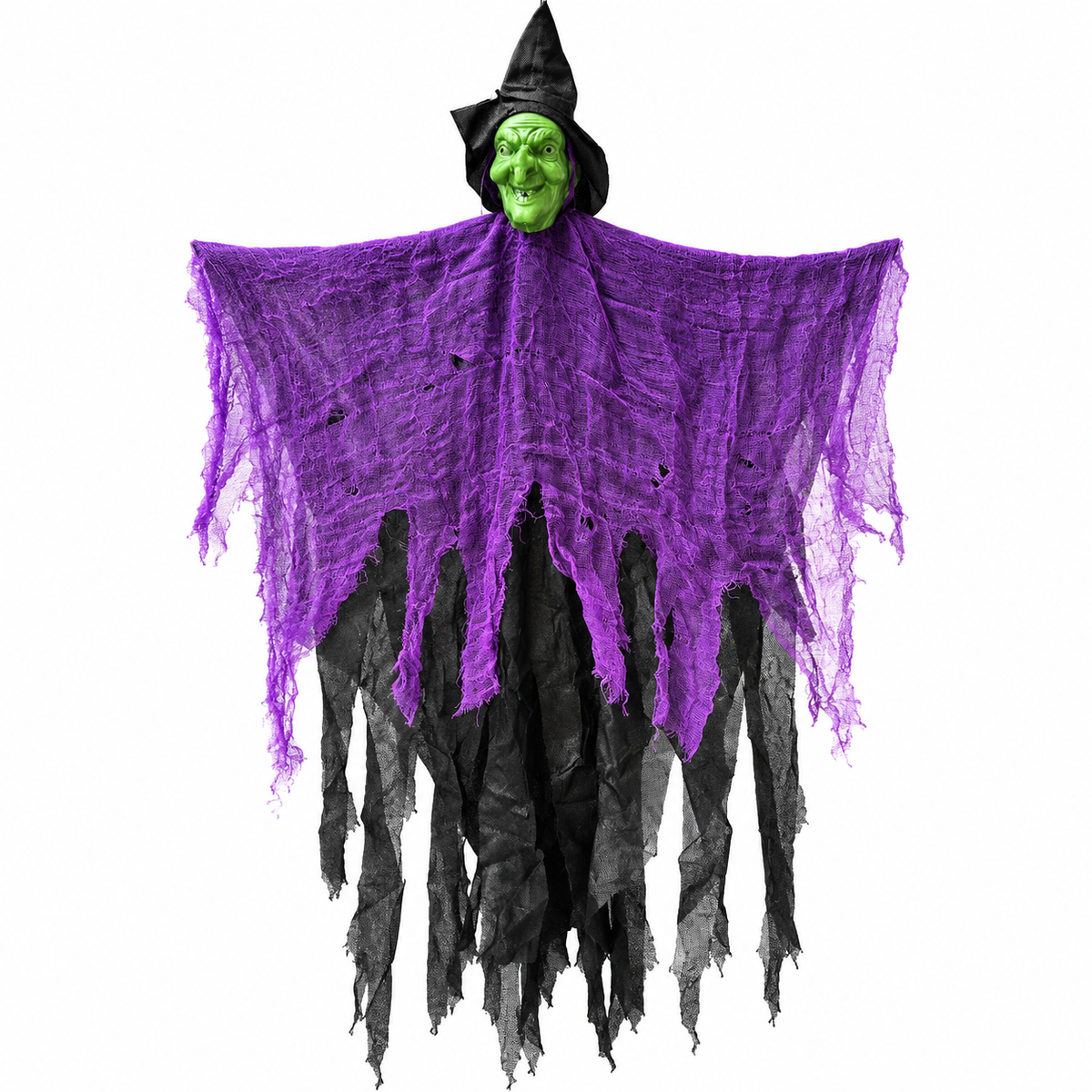 Scary Halloween Hanging Witch Decoration – Purple & Black, 85 × 40 cm