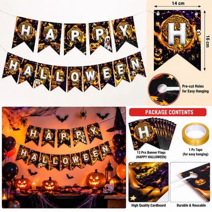 Happy Halloween Hanging Banner Set, 13PCS