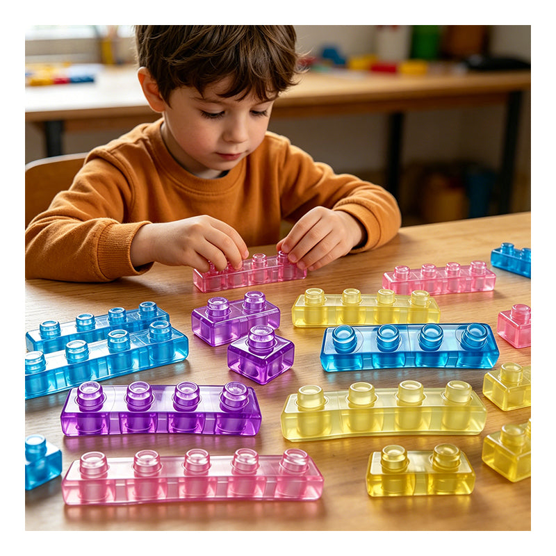 Magic Gummy Translucent Building Blocks Set – 40 Pieces, Ages 3+