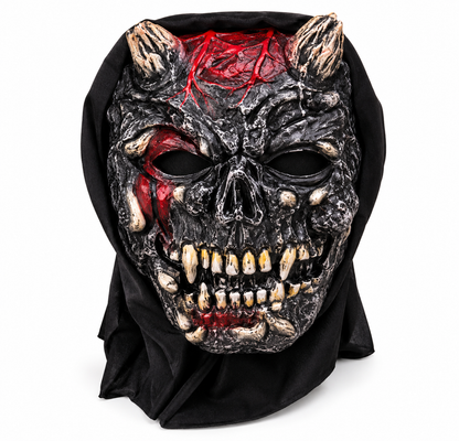 Black Skull Halloween Scary Mask Hat with Hood