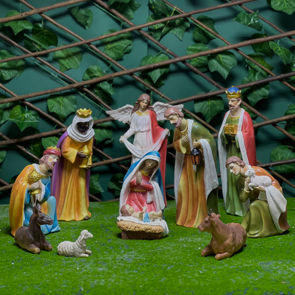 30 cm Painted Christmas Nativity Set with Collection