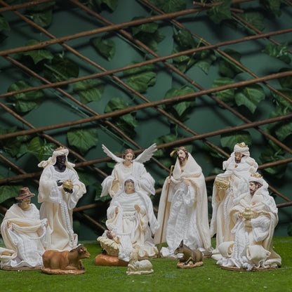 30 cm White Holy Family Nativity Set with Cloth – Premium Christmas Figurines