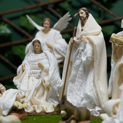 30 cm White Holy Family Nativity Set with Cloth – Premium Christmas Figurines