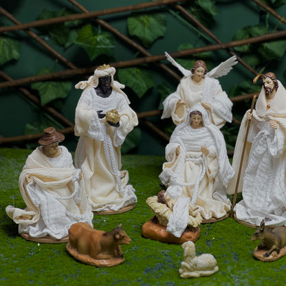30 cm White Holy Family Nativity Set with Cloth – Premium Christmas Figurines