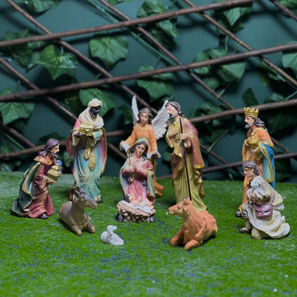 20cm Compact Painted Resin Nativity Set for Christmas
