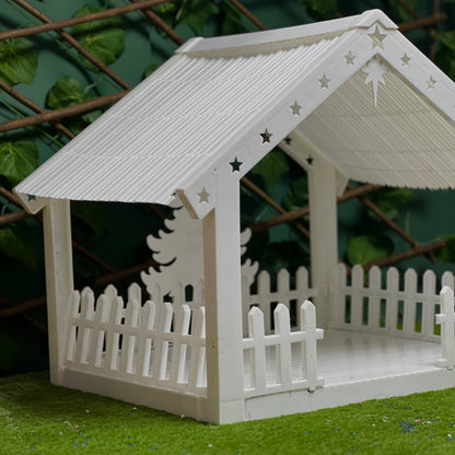 40 cm White Plastic Christmas Crib House with Tree Backdrop