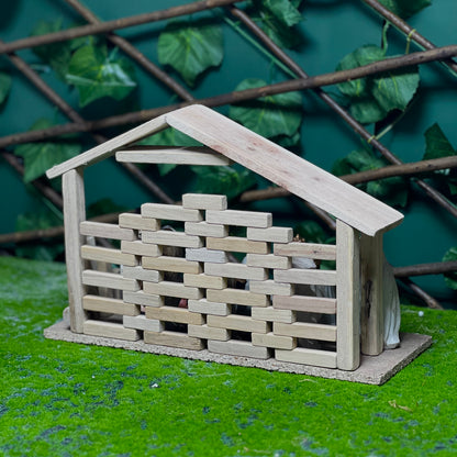 15 cm Painted Resin Nativity Set with Wooden Crib House