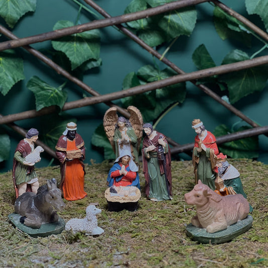 10 cm Classic Painted Nativity Scene with Full Figures