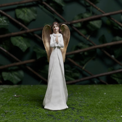 Elegant Praying Angel Figurine with Golden Wings