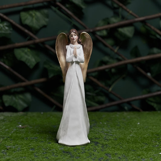 Elegant Praying Angel Figurine with Golden Wings